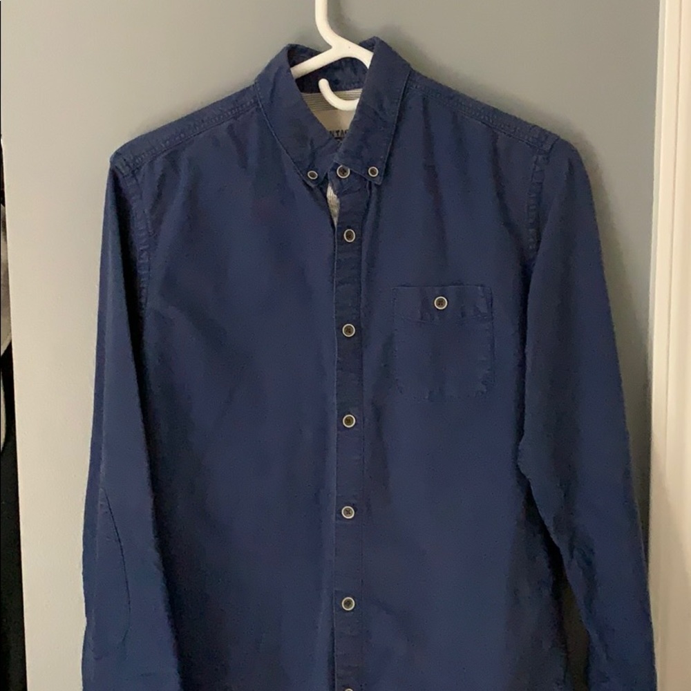 Casual Navy Blue Button Down Shirt